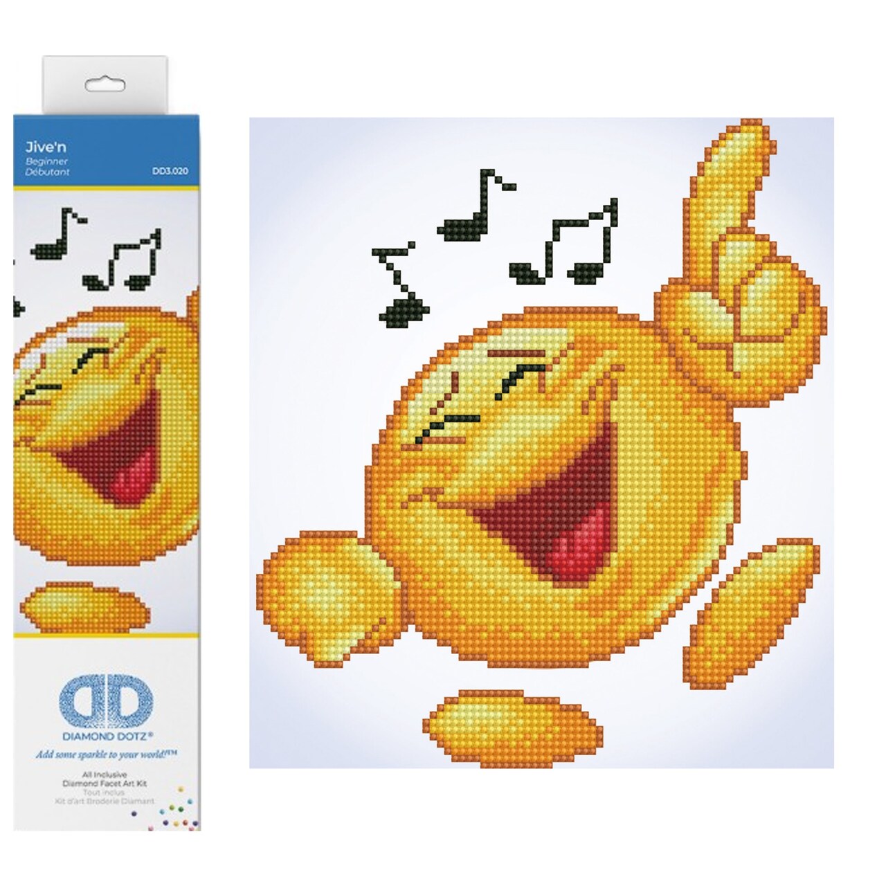 Diamond Dotz Jive'n Music Emoji Diamond Painting Kits for Adults - Diamond Art Kits a Relaxing Creative Craft Kit with Dotz Gems 10.2x9.1